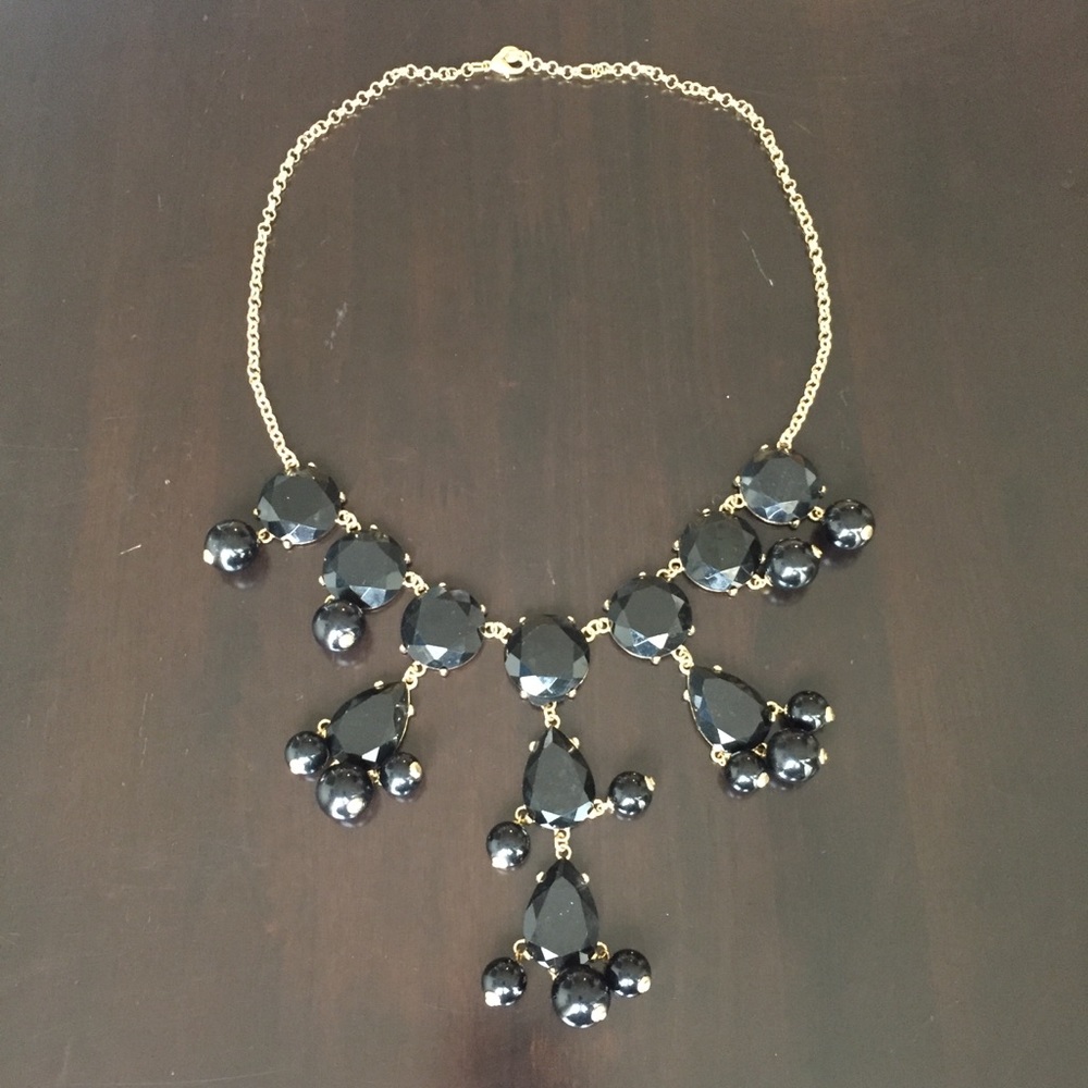 Asymmetrical Black Gem Necklace